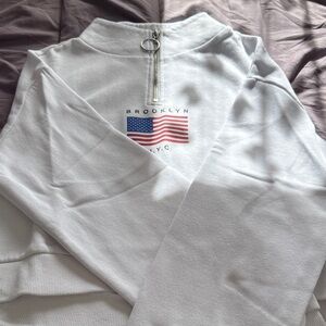 H&M White Sweatshirt with American Flag Design